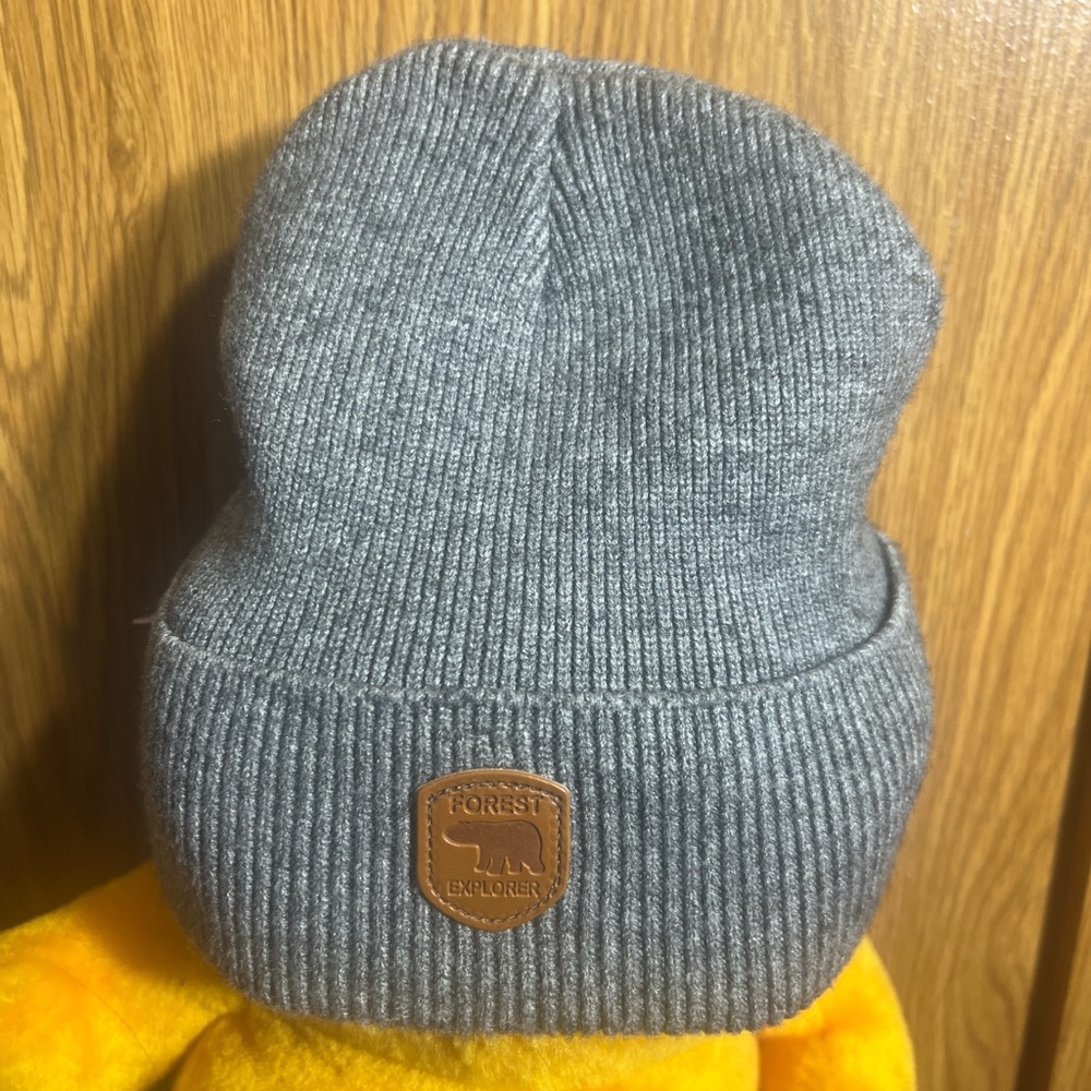 Little Me Charcoal Knit Hat with Patch